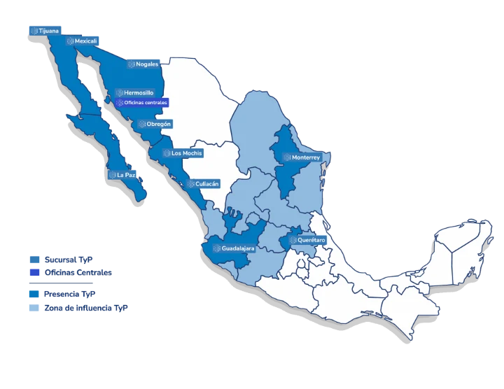 Mapa de sucursales TyP Mapa de sucursales TyP